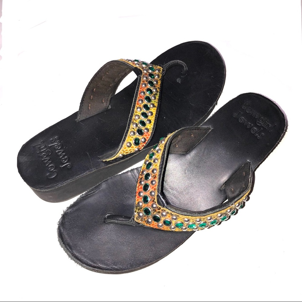 COWGIRL LEATHER FLIP FLOPS